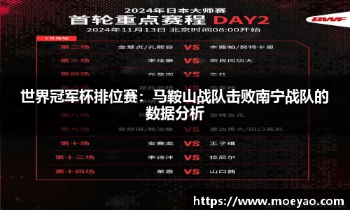 世界冠军杯排位赛：马鞍山战队击败南宁战队的数据分析